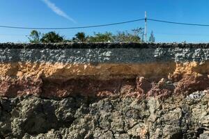 Soil and rock layers of the road photo