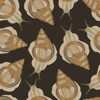 Seamless pattern with large medicinal snails on a brown background vector