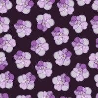 Seamless pattern with violet buds on a dark blue background vector