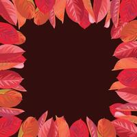 Frame, wreath of autumn leaves of black rowan on a brown background vector