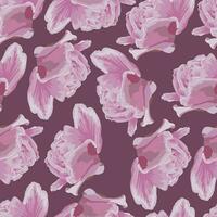 Seamless pattern with pink rose buds on a dark pink background vector