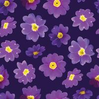 Seamless pattern with primrose buds on a purple background vector