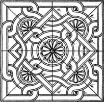 Byzantine Square Panel is a bas-relief design, vintage engraving. vector