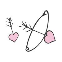 Bow and arrow in the shape of a heart for Valentine's Day. vector