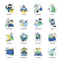 Doodle Mini Illustrations Depicting Christmas Celebrations vector