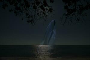 bajo llave imagen de fantasma en el noche en el playa. foto