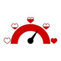 Love indicator with red hearts for mobile app. Vector indicator love with arrow, excellent level illustration