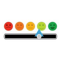 Credit mood indicator with smile face. Vector minimum and maximum loan, indebtedness information illustration