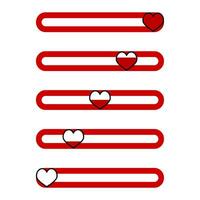 Set of indicator for valentine day mobile app. Vector excellent rating, measurement bar indicate illustration