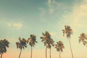 AI generated palm trees standing horizontally against the sky photo