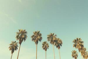 AI generated palm trees standing horizontally against the sky photo