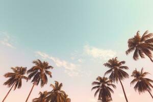 AI generated palm trees standing horizontally against the sky photo