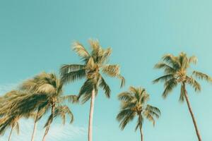 AI generated palm trees standing horizontally against the sky photo
