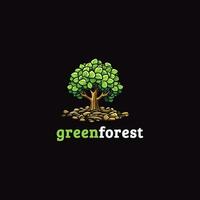 Nature trees mascot logo design template vector icon illustration. green forest symbol