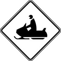 Snow Mobile Crossing Indicator vintage illustration. vector