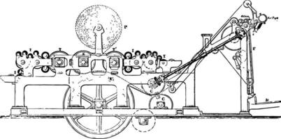 Web Machine Printing Press, vintage illustration. vector