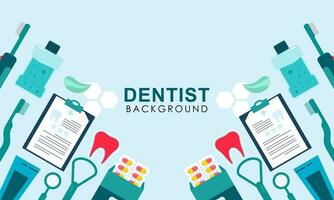 Dentist tools and equipment banner concept vector