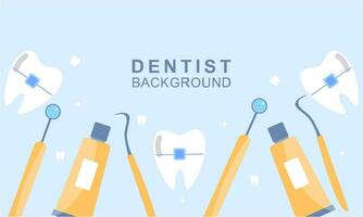 Dentist tools and equipment banner concept vector