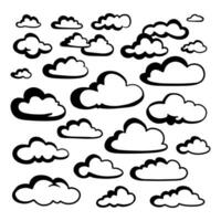 conjunto de garabatos de nubes, ilustración vectorial. vector