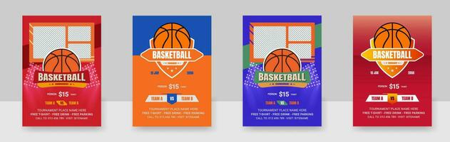 vector ilustración de un póster modelo para un baloncesto torneo, volantes con baloncesto pelota