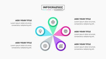 Vector circle infographic presentation template with 5 steps or options