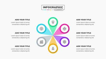 Vector business circle infographic presentation elements with 6 steps or options