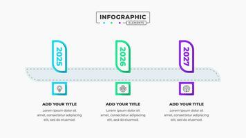 Vector timeline infographic presentation template with 3 steps or options