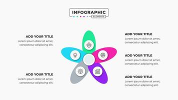 Creative and modern business infographic presentation elements with 5 steps or options vector