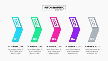 Vector business timeline infographic presentation template with 5 steps or options