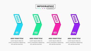 Vector timeline infographic presentation template with 4 steps or options