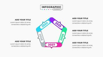 Vector timeline infographic presentation template with 5 steps or options