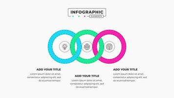 Creative and modern circle business infographic elements with 3 steps or options vector