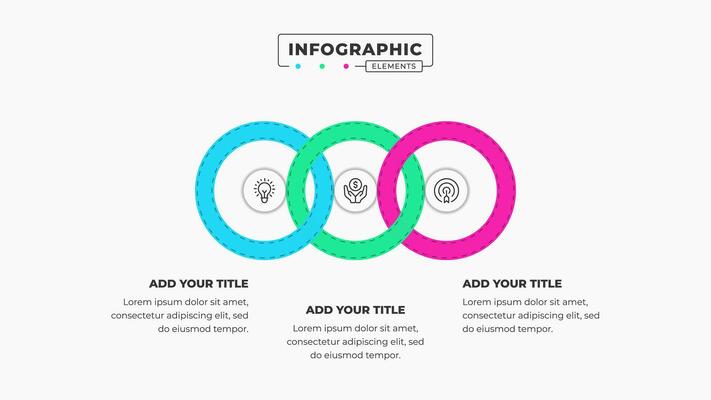 Creative and modern circle business infographic elements with 3 steps or options