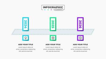 Vector timeline infographic presentation template with 3 steps or options