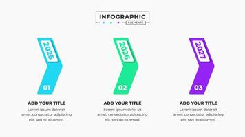 Vector timeline infographic presentation template with 3 steps or options