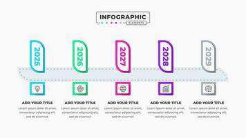 Vector 5 steps or options timeline infographic presentation template