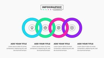 Creative and modern circle business infographic elements with 4 steps or options vector