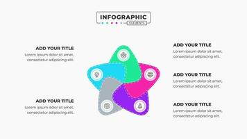 Creative business infographic presentation template with 5 steps or options vector