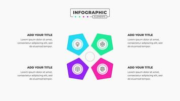 Modern business infographic presentation template with 4 steps or options vector