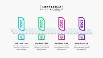 Vector business timeline infographic presentation template with 4 steps or options