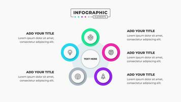 Vector circle infographic business presentation template with 5 steps or options