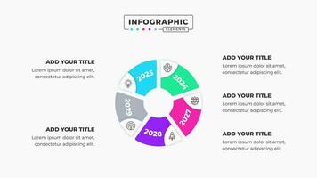 Vector circle timeline business infographic presentation template with 5 steps or options