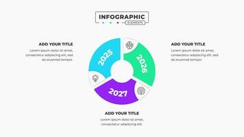 Vector business circle timeline infographic presentation template with 3 steps or options