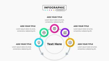 Vector circle infographic presentation template with 5 steps or options