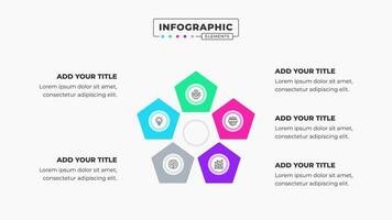 Creative business infographic presentation template with 5 steps or options vector