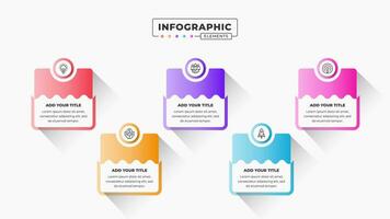 Business infographic presentation template with 5 steps or options vector