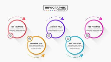 Business infographic presentation template with 5 steps or options vector