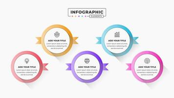 Business infographic presentation template with 5 steps or options vector