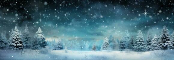 AI generated snow forest snowflakes blue sky in the background msgbox, photo