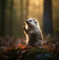 AI generated hedgehog stock photo an uncoated grey hedgehog with the front